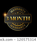 3 month warranty logo with golden shield 120575314