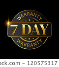 7 day warranty logo with golden shield 120575317