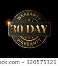 30 day warranty logo with golden shield 120575321
