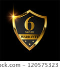 6 month  warranty logo with golden shield 120575323