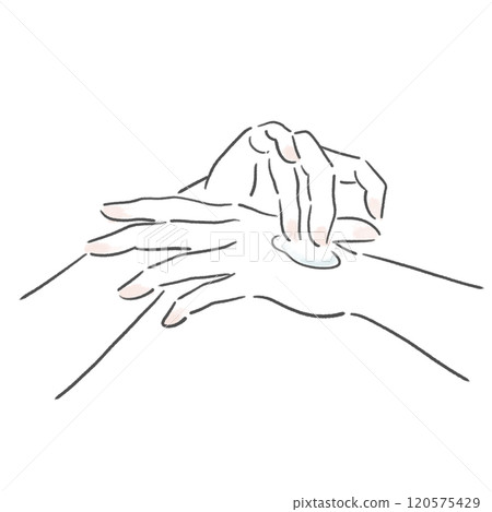 Hands applying moisturizing cream for hand care Hands applying moisturizing cream for hand care 120575429