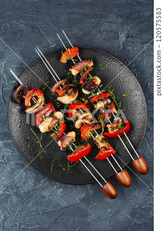 Grilled Octopus Skewers. Grilled Octopus Skewers. 120575583