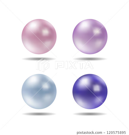 Set of colorful round vector spheres or balls with reflective shiny dimensional surfaces. Eps 10 120575895