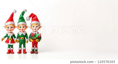 Festive toy elves in colorful outfits for Christmas decoration and holiday joy Festive toy elves in colorful outfits for Christmas decoration and holiday joy 120576165