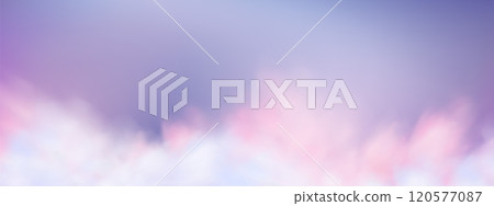 Panoramic abstract pink blue sky background. Skyscape with fluffy clouds. Gradient fantasy paradise background. Panoramic abstract pink blue sky background. Skyscape with fluffy clouds. Gradient fantasy paradise background. 120577087