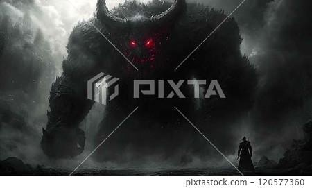 A warrior facing a powerful enemy 120577360