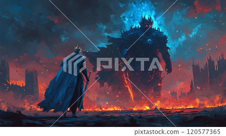A warrior facing a powerful enemy 120577365