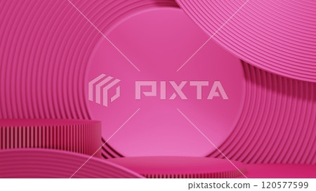 Minimal Scene Pink Podium, 3D illustration Background for advertising and wallpaper in minimalism and product scene. 3D rendering in decorative concept. 120577599