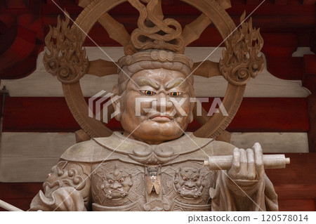 Koyasan Kongobu-ji Temple, Danjo Garan, Four Heavenly Kings statues at the middle gate, Komokuten guarding the west Koyasan Kongobu-ji Temple, Danjo Garan, Four Heavenly Kings statues at the middle gate, Komokuten guarding the west 120578014