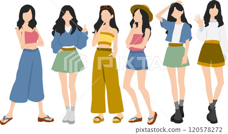 Illustration set of a woman thinking 120578272