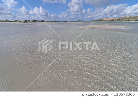 Shallow sea water at Elafonisi, Crete Shallow sea water at Elafonisi, Crete 120578300