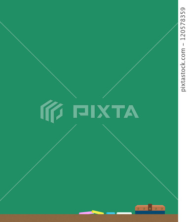 Colorful chalk and eraser on a bright green chalkboard - Simple and stylish vertical background material - 4:5 120578359