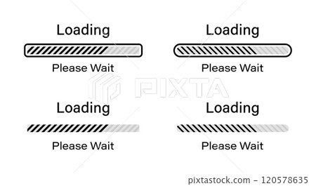 Tilted lines loading please wait symbol set in black color. Set of slant lines loading infographics in four different styles- Bar, Rectangular bar, Rounded bar, Rounded rectangular bar for light mode. Tilted lines loading please wait symbol set in black color. Set of slant lines loading infographics in four different styles- Bar, Rectangular bar, Rounded bar, Rounded rectangular bar for light mode. 120578635