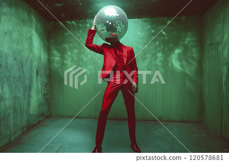 man with a mirror ball in his head, generative AI man with a mirror ball in his head, generative AI 120578681