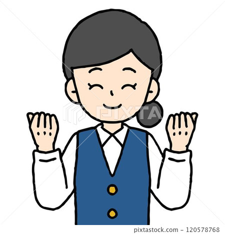A woman in an office is doing a fist pump 120578768