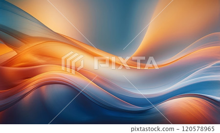 An abstract background featuring smooth flowing gradients of orange and blue hues 120578965