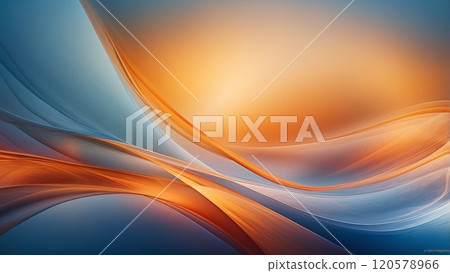 An abstract background featuring smooth flowing gradients of orange and blue hues 120578966