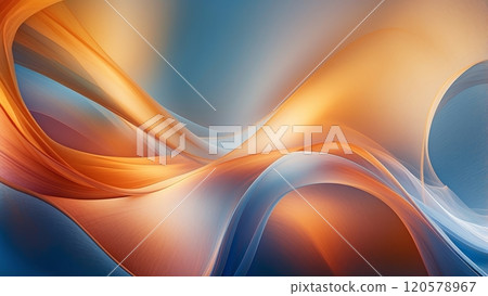 An abstract background featuring smooth flowing gradients of orange and blue hues 120578967