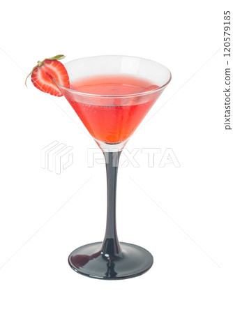 Strawberry lemonade with ice in glass 120579185