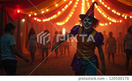 Creepy circus tent, clown 120580178