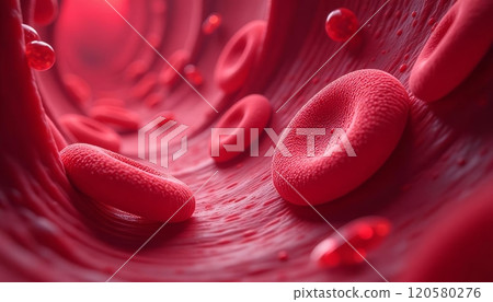 Poster showing anemia through a mix of body cells, emphasizing the deficiency in red blood cells on a complex scientific backdrop 120580276