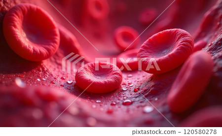 Poster showing anemia through a mix of body cells, emphasizing the deficiency in red blood cells on a complex scientific backdrop 120580278