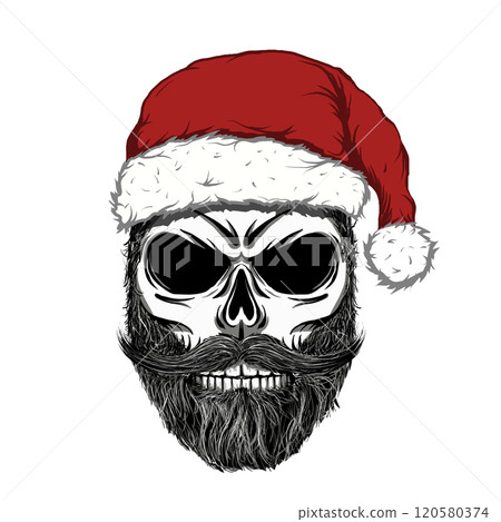 Santa Claus skull in Christmas hat. Santa Claus skull in Christmas hat. 120580374