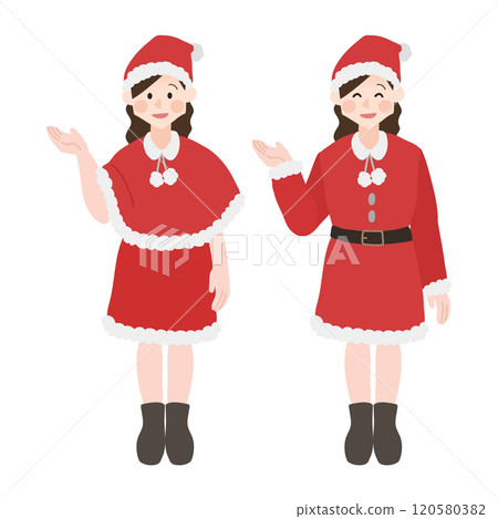 A woman dressed as Santa Claus for a Christmas event Hand-drawn vector illustration A woman dressed as Santa Claus for a Christmas event Hand-drawn vector illustration 120580382