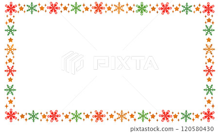 Christmas Colorful Snowflake Frame 16:9 120580430