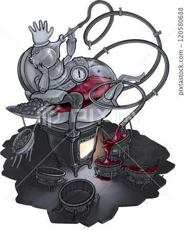 A vintage wine apparatus shaped like a self-satisfied character A vintage wine apparatus shaped like a self-satisfied character 120580688