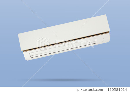 Air conditioner floated on blue background 120581914