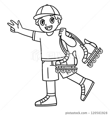 Inline Skater Carrying Skates Isolated Coloring Inline Skater Carrying Skates Isolated Coloring 120581928