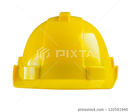 Yellow safety construction helmet isolated on white background Yellow safety construction helmet isolated on white background 120581940