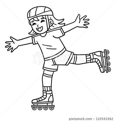 Female Inline Skater Lifting One Foot Isolated Female Inline Skater Lifting One Foot Isolated 120581982