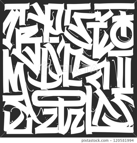 Calligraphy abstract graffiti lettering, grunge design composition, print design. 120581994