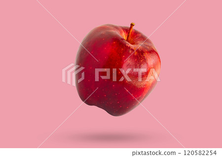 Fresh red apple isolated on pink background Fresh red apple isolated on pink background 120582254