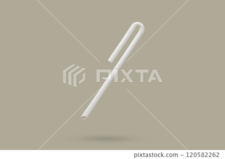 Biodegradable eco friendly white paper drinking straw mockup isolated on gray background Biodegradable eco friendly white paper drinking straw mockup isolated on gray background 120582262