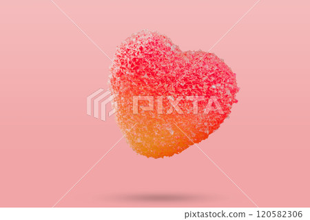 Red heart shape valentines day symbol isolated on pink background 120582306