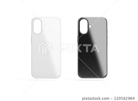 Blank black and white glossy phone case mockup, front view Blank black and white glossy phone case mockup, front view 120582964