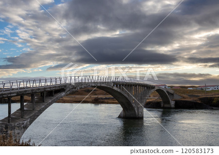 Bridge cross river Hvita, Hvanneyri, Iceland Bridge cross river Hvita, Hvanneyri, Iceland 120583173