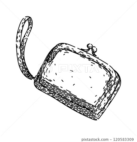 antique wallet sketch hand drawn vector antique wallet sketch hand drawn vector 120583309