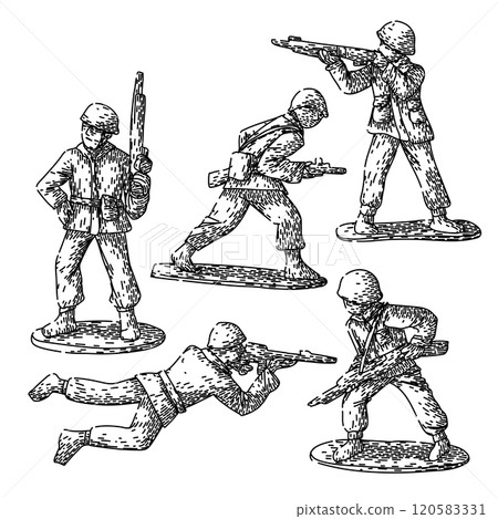 toy soldier set sketch hand drawn vector 120583331