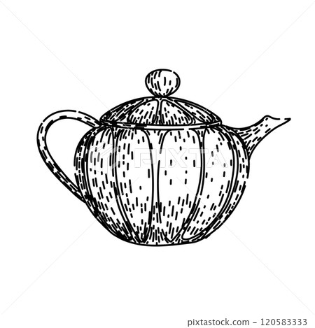 porcelain teapot sketch hand drawn vector 120583333