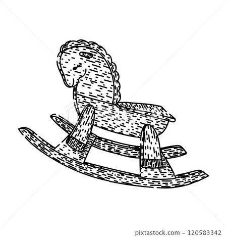 vintage rocking horse sketch hand drawn vector vintage rocking horse sketch hand drawn vector 120583342