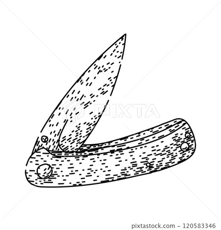 edc pocket knife sketch hand drawn vector 120583346