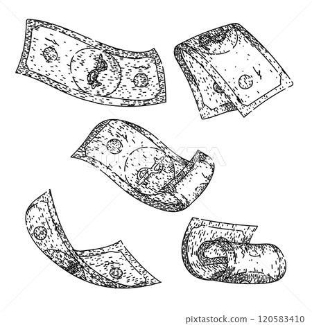 dollar bill set sketch hand drawn vector dollar bill set sketch hand drawn vector 120583410