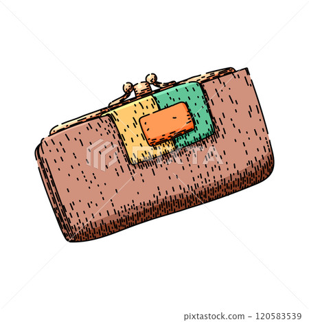 leather wallet sketch hand drawn vector 120583539