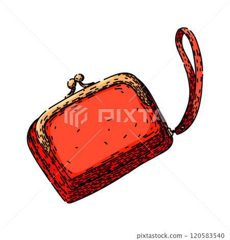 antique wallet sketch hand drawn vector antique wallet sketch hand drawn vector 120583540