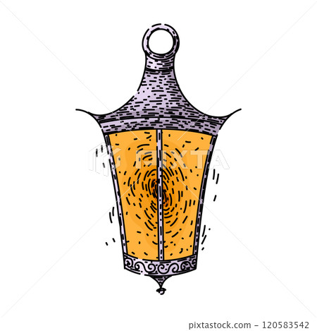 oil vintage lantern sketch hand drawn vector oil vintage lantern sketch hand drawn vector 120583542