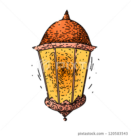 retro vintage lantern sketch hand drawn vector 120583543